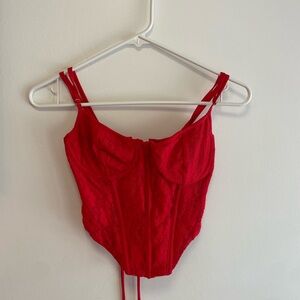 NWOT Red lace corset top